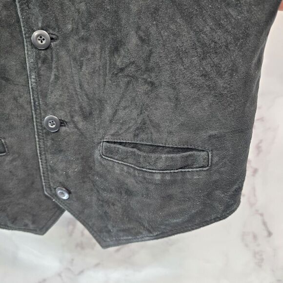 Wilson Leather Vest Womens Medium Black 80s 90s Western Disco Button Vintage - Picture 4 of 9